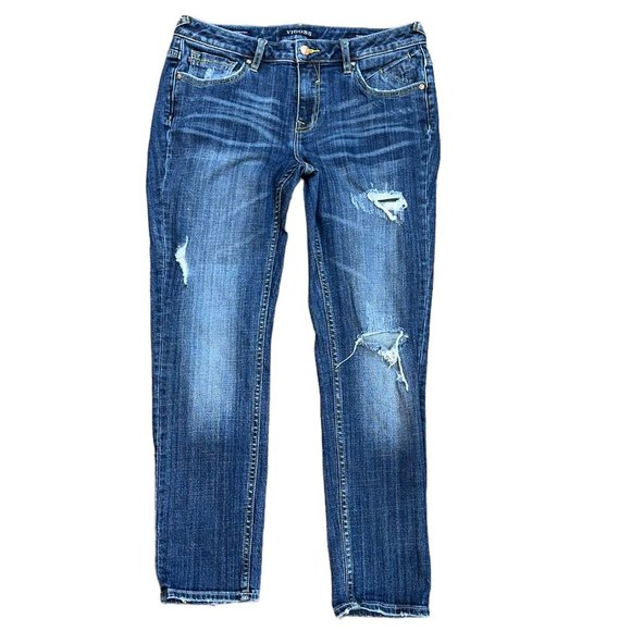 Vigoss The Thompson Tomboy Distressed Straight Leg Denim‎ Jeans Size 29/25 - Picture 1 of 8